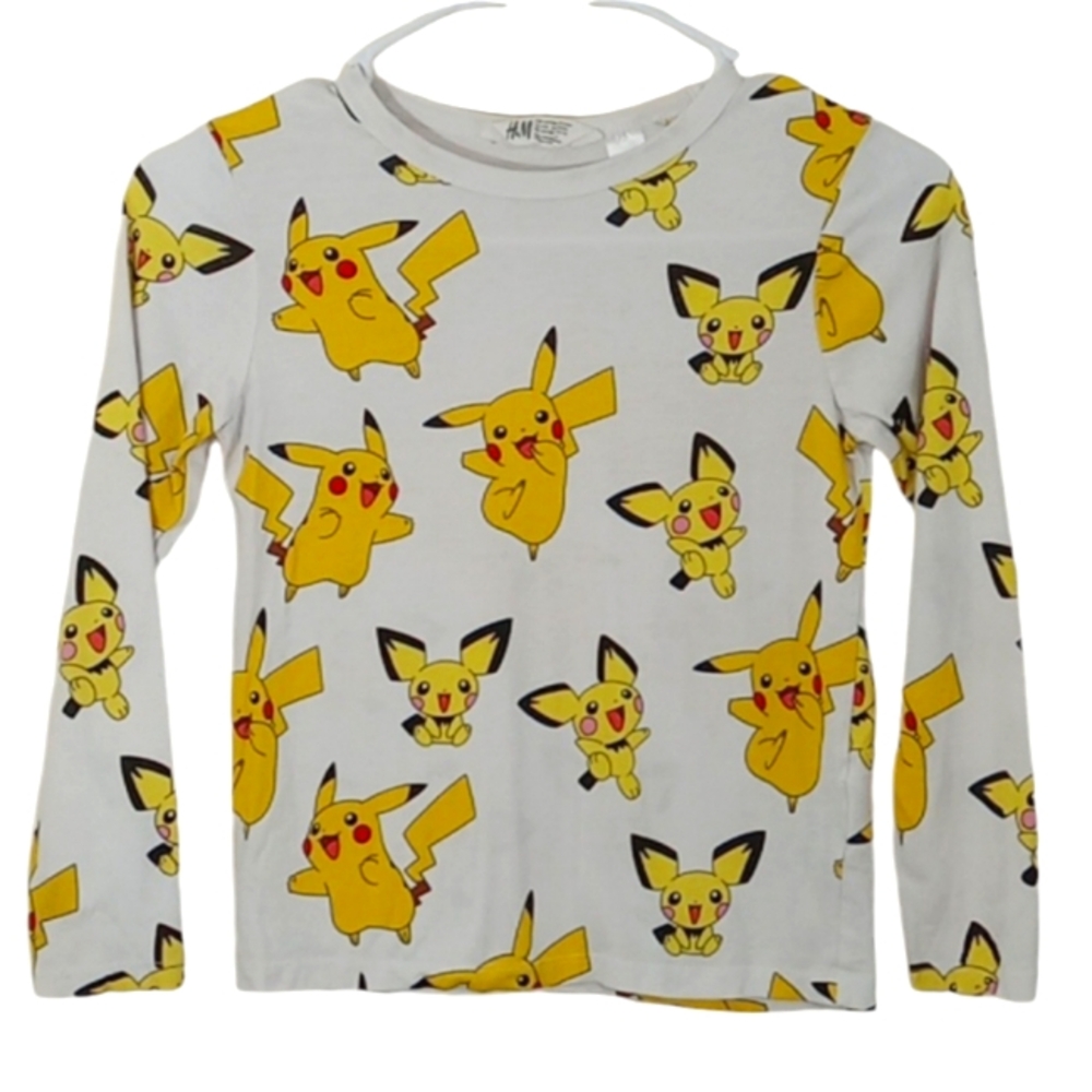 H & M x Pokémon Childs Long Sleeve Cotton Pikachu T-shirt Crew Neck Pullover